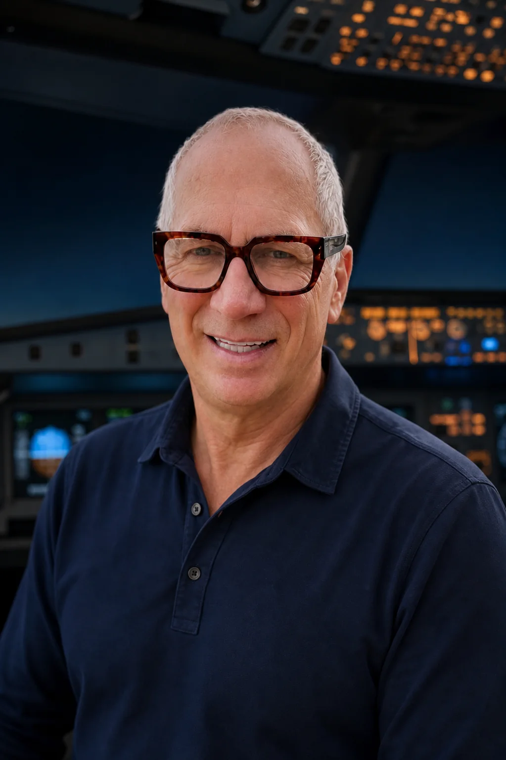 Michael Müller, Gründer und Geschäftsführer von ATTC, vor einem Airbus-A320-Simulatorcockpit